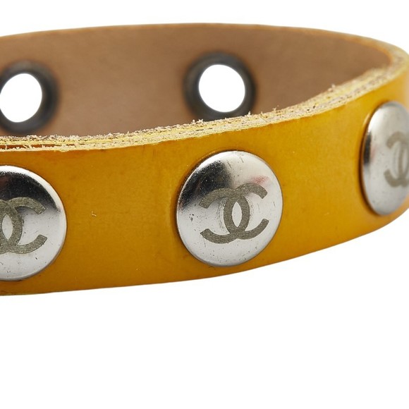 CHANEL Yellow Leather Logo Charm Bracelet - Picture 3 of 7